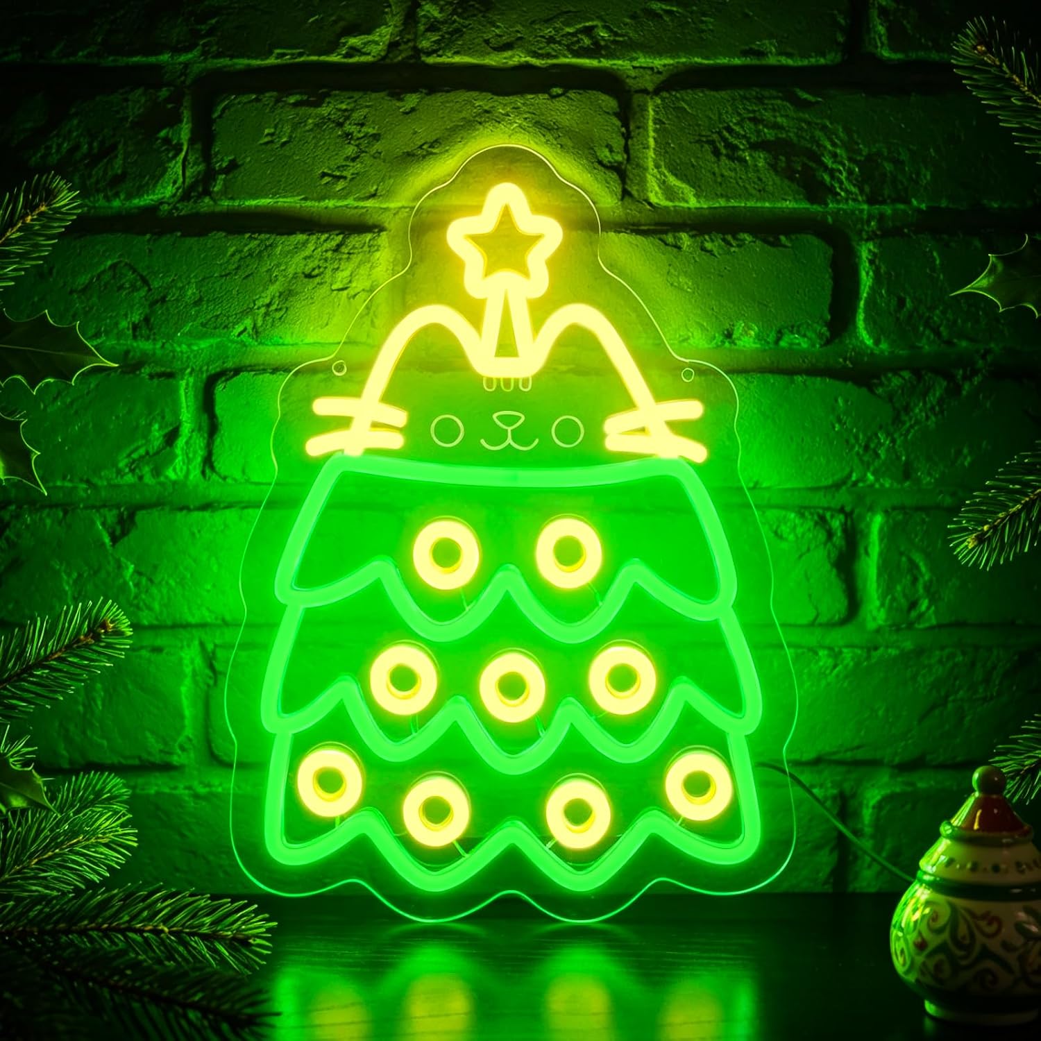Neon Sign Party - Weihnachtsbaum-LED-Neonschild USB-betriebenes Neonlicht für Zuhause, Schlafzimmer,