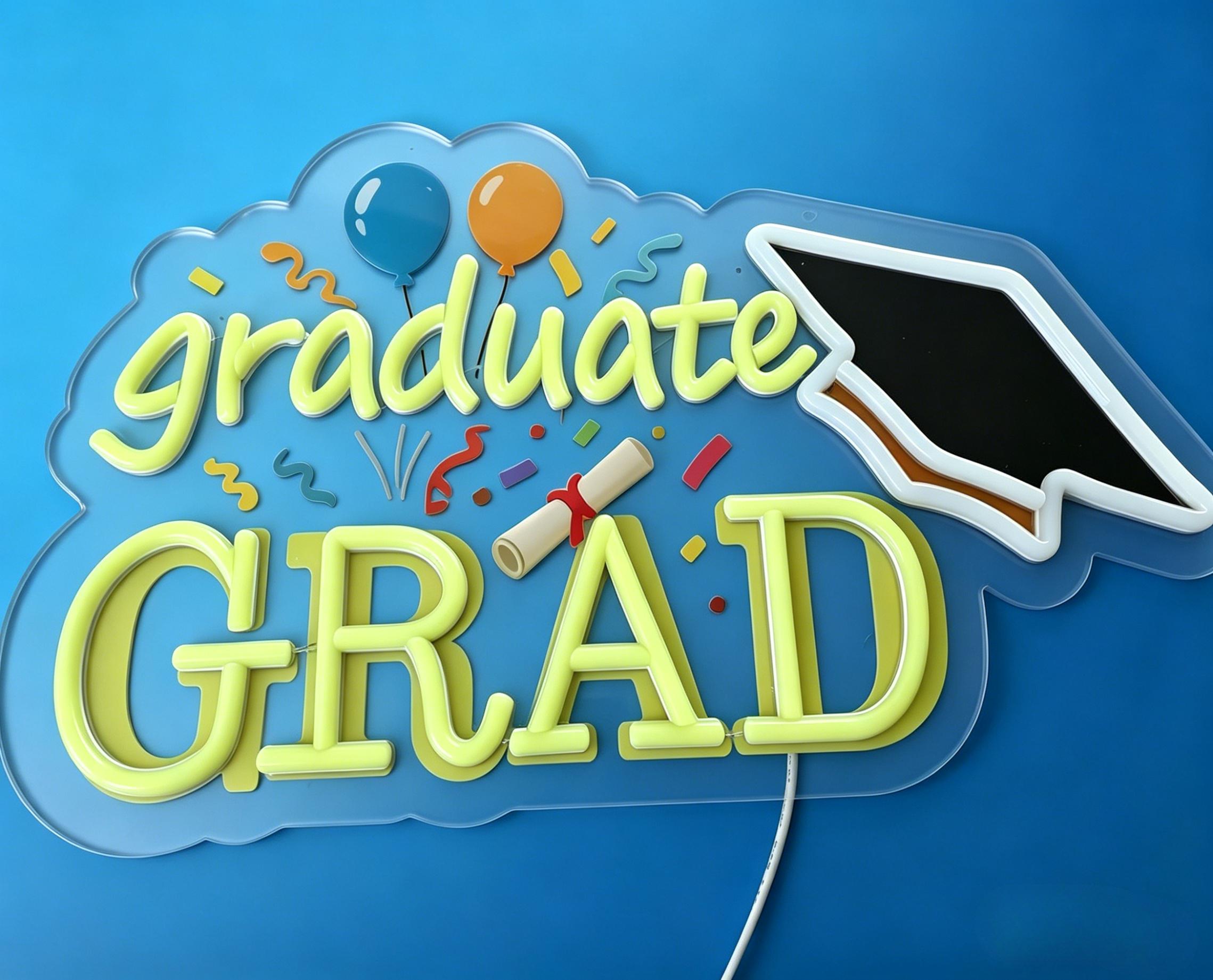 Neon-Schild „Graduate Grad“ mi – Neon Sign Party Bewertung und Preis