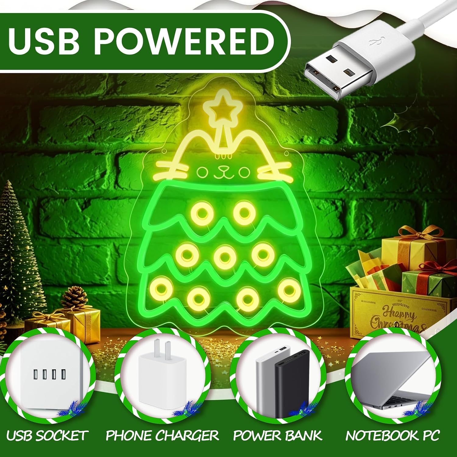 Weihnachtsbaum-LED-Neonschild  – Neon Sign Party Bewertung und Preis